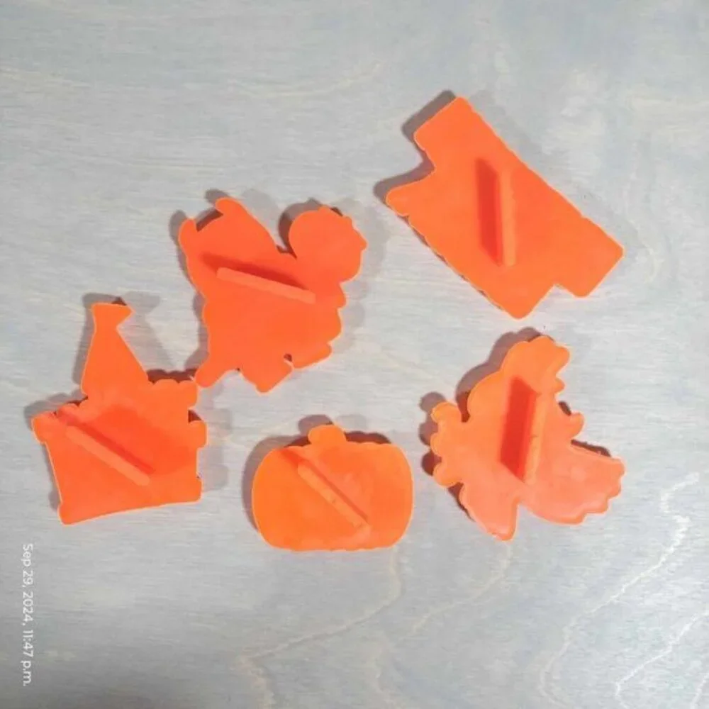 Vintage wilton halloween orange cookie cutters,‎ imprint plastic 5pc set